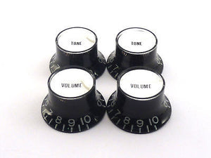 Gibson Style Top Hat Knobs (Black With Silver Insert)