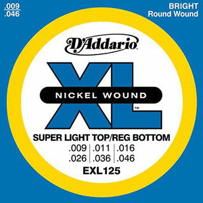 D'Addario EXL125 Super Light Top/Reg Bottom Electric Guitar Strings