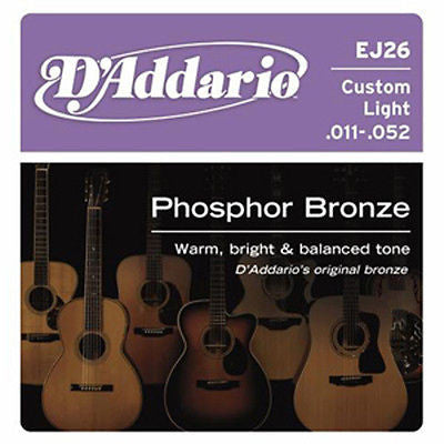 D'Addario EJ26 Phosphor Custom Light Acoustic Guitar Strings