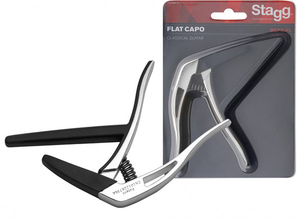 Stagg Flat Trigger Capo Classical Guitar - Chrome